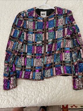 Multi color sequined evening jacket